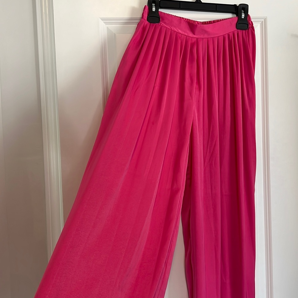 Stradivarius pink wide leg satin pants, Size: S